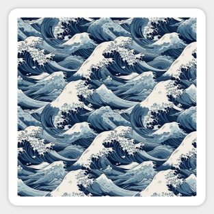 Ephemeral Crests: Hokusai Waves Reimagined Sticker